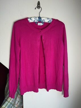 Cielo Hot Pink Button-Front Crewneck Cardigan XL